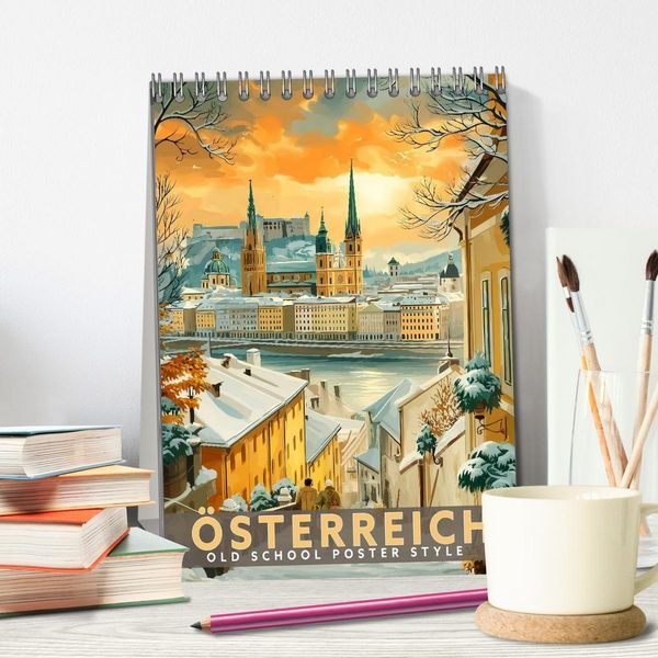 Produktbild: &Ouml;sterreich - Old School Poster Style (Tischkalender 2027 DIN A5 hoch), CALVENDO Monatskalender
