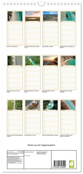 Produktbild: Familienplaner 2027 - Mexiko aus der Vogelperspektive mit 5 Spalten (Wandkalender, 21 x 45 cm) CALVENDO