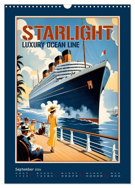 Produktbild: Vintage Schiffsplakate - nostalgische Kreuzfahrt um die Welt (Wandkalender 2026 DIN A3 hoch), CALVENDO Monatskalender