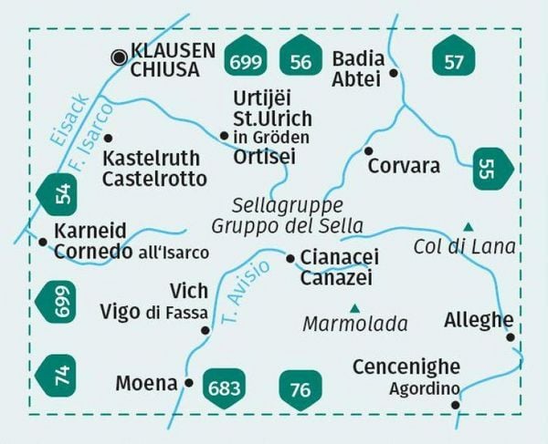 Produktbild: KOMPASS Wanderkarte 59 Sellagruppe, Gr&ouml;den, Seiseralm