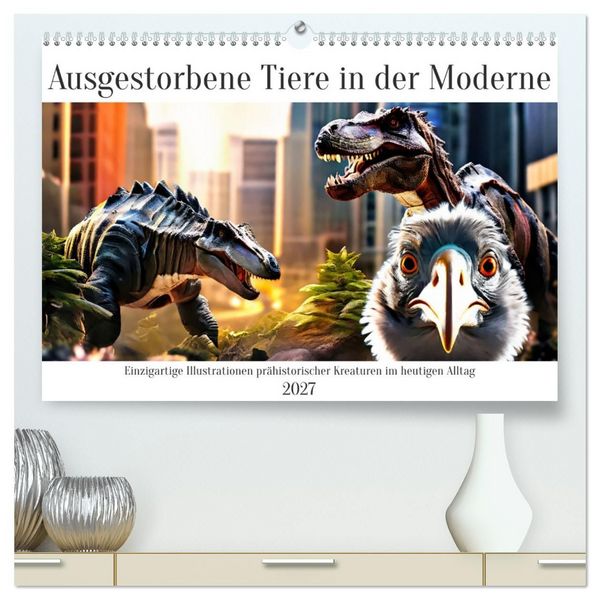 Produktbild: Ausgestorbene Tiere in der Moderne (hochwertiger Premium Wandkalender 2027 DIN A2 quer), Kunstdruck in Hochglanz