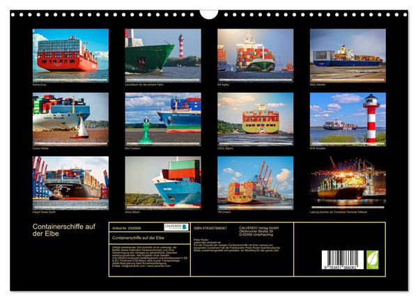Produktbild: Containerschiffe auf der Elbe (Wandkalender 2026 DIN A3 quer), CALVENDO Monatskalender
