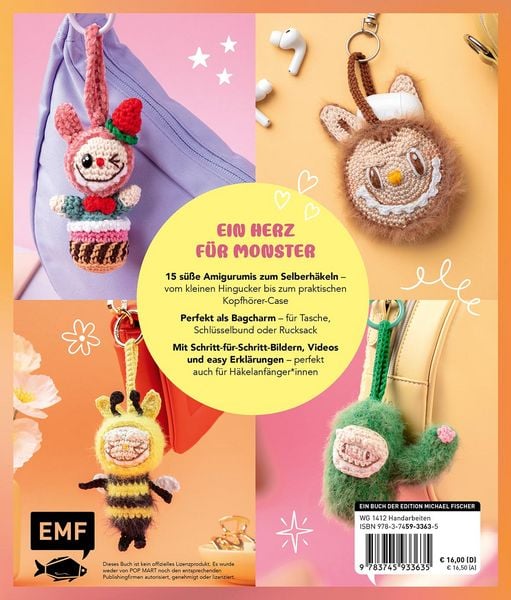 Produktbild: Schl&uuml;sselanh&auml;nger h&auml;keln: Mini-Monster f&uuml;r Labubu-Fans