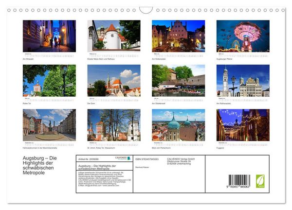 Produktbild: Augsburg &ndash; Die Highlights der schw&auml;bischen Metropole (Wandkalender 2026 DIN A3 quer), CALVENDO Monatskalender