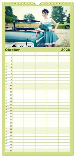 Produktbild: Familienplaner 2026 - Rockabilly - Back to the 50s mit 5 Spalten (Wandkalender, 21 x 45 cm) CALVENDO