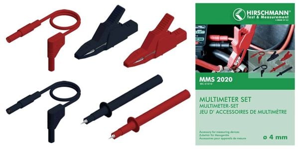 SKS Hirschmann MMS 2020 Sicherheits-Messleitungs-Set Lamellenstecker 4 mm Lamellenstecker 4 mm 1.00 m Schwarz, Rot 1 St.