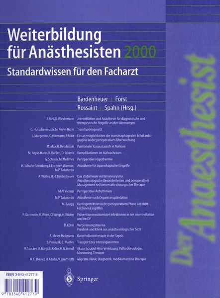 Produktbild: Weiterbildung f&uuml;r An&auml;sthesisten 2000