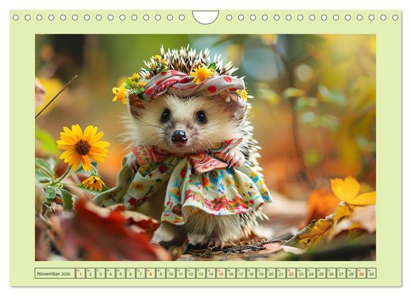 Produktbild: Zauberhafte Igel-Models. Blumiger Stil in der Natur (Wandkalender 2026 DIN A4 quer), CALVENDO Monatskalender