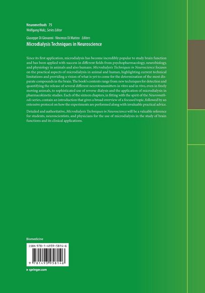 Produktbild: Microdialysis Techniques in Neuroscience