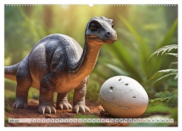 Produktbild: Pr&auml;historische Kinderstube - niedliche Tierkinder der Urzeit (hochwertiger Premium Wandkalender 2027 DIN A2 quer), Kunstdruck in Hochglanz