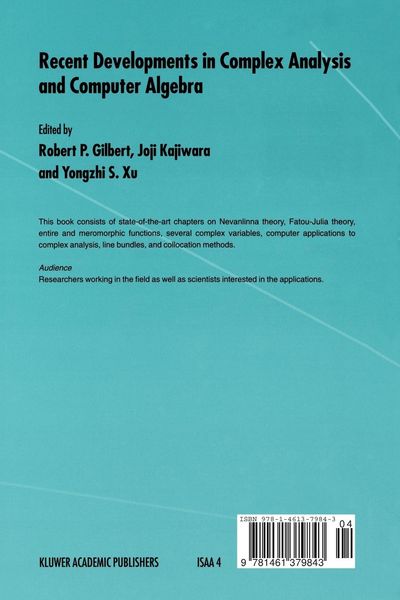 Produktbild: Recent Developments in Complex Analysis and Computer Algebra