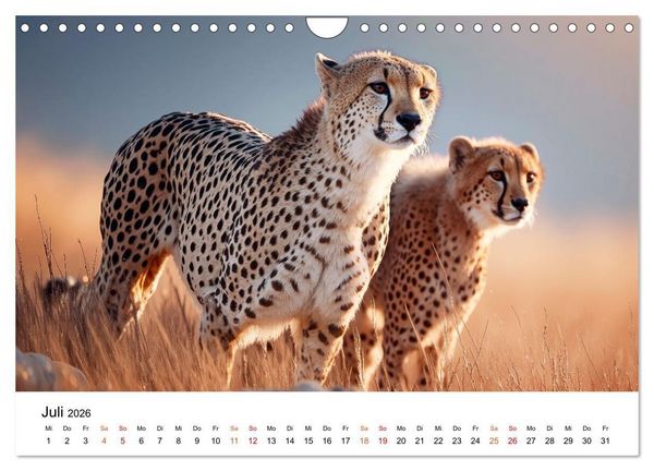 Produktbild: Geparden - Eleganz auf vier Pfoten (Wandkalender 2026 DIN A4 quer), CALVENDO Monatskalender