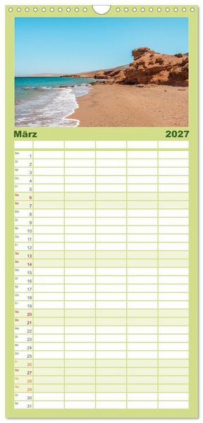 Produktbild: Familienplaner 2027 - Kreta - Die sch&ouml;nsten Str&auml;nde mit 5 Spalten (Wandkalender, 21 x 45 cm) CALVENDO