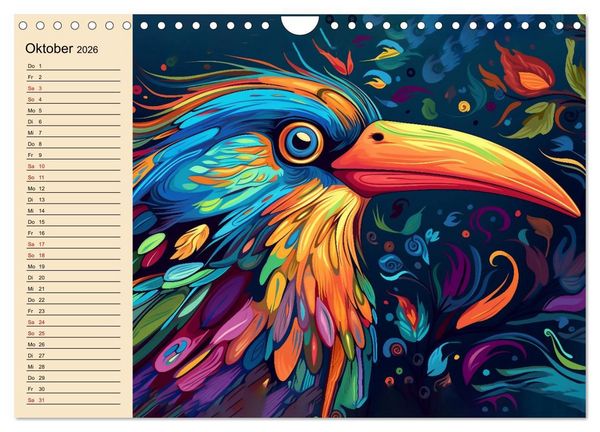 Produktbild: Kunterbunte V&ouml;gel (Wandkalender 2026 DIN A4 quer), CALVENDO Monatskalender