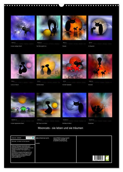 Produktbild: Mooncats - sie leben und sie tr&auml;umen (Wandkalender 2026 DIN A2 hoch), CALVENDO Monatskalender