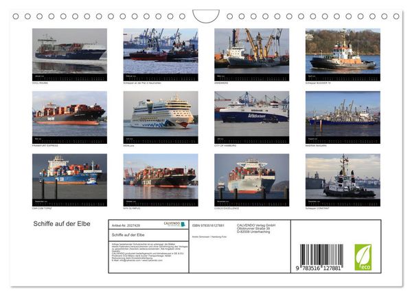 Produktbild: Schiffe auf der Elbe (Wandkalender 2026 DIN A4 quer), CALVENDO Monatskalender