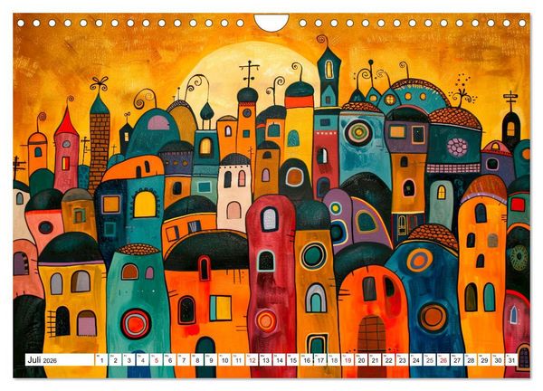 Produktbild: Stadt - Eine farbenfrohe Skyline (Wandkalender 2026 DIN A4 quer), CALVENDO Monatskalender