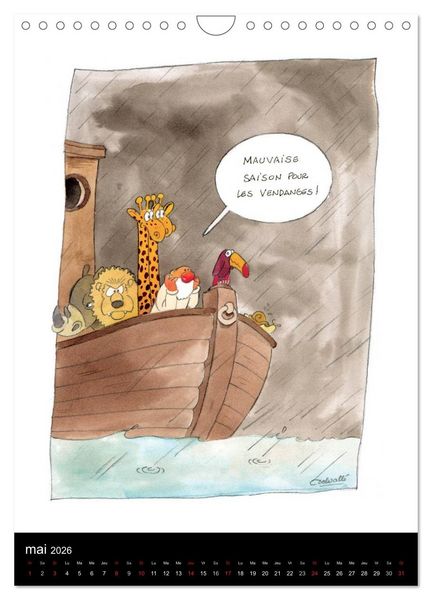 Produktbild: Humour et Vin (Calendrier mural 2026 DIN A4 horizontal), CALVENDO calendrier mensuel