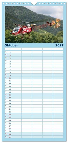 Produktbild: Familienplaner 2027 - Helikopter in der Luft 2.0 mit 5 Spalten (Wandkalender, 21 x 45 cm) CALVENDO