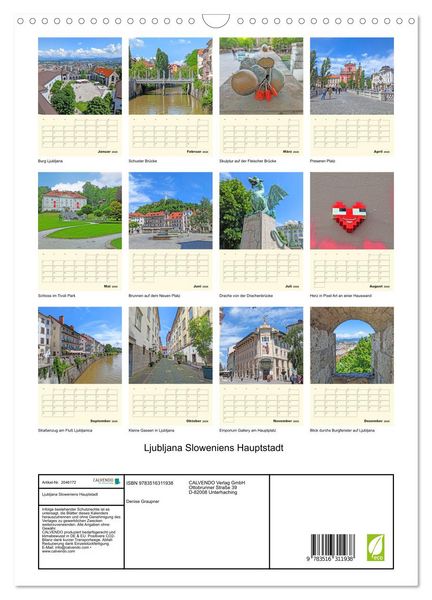 Produktbild: Ljubljana Sloweniens Hauptstadt (Wandkalender 2026 DIN A3 hoch), CALVENDO Monatskalender