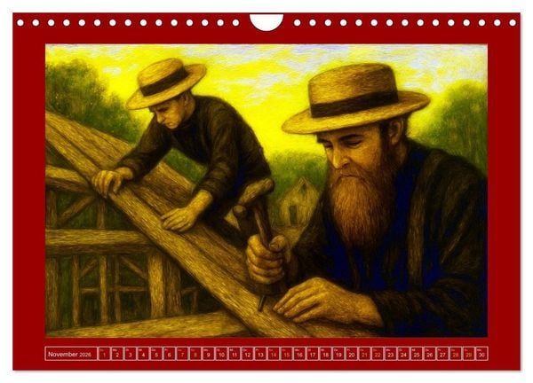 Produktbild: Einfach Leben - Einblicke in die Welt der Amish im Stil alter Gem&auml;lde (Wandkalender 2026 DIN A4 quer), CALVENDO Monatskalender