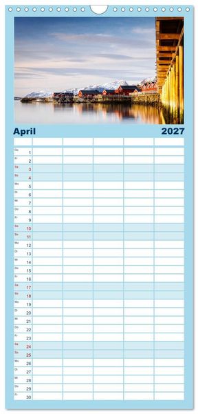 Produktbild: Familienplaner 2027 - Licht des Nordens - LOFOTEN mit 5 Spalten (Wandkalender, 21 x 45 cm) CALVENDO