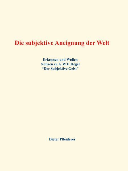 Produktbild: Die subjektive Aneignung der Welt