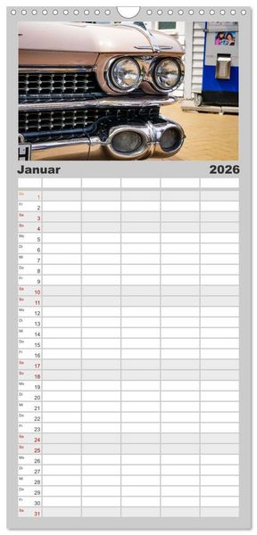 Produktbild: Familienplaner 2026 - Oldtimer: detailverliebt mit 5 Spalten (Wandkalender, 21 x 45 cm) CALVENDO