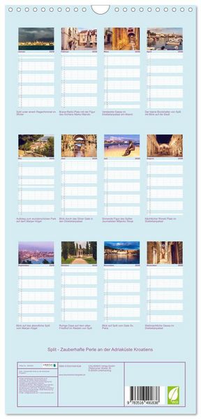 Produktbild: Familienplaner 2026 - Split - Zauberhafte Perle an der Adriak&uuml;ste Kroatiens mit 5 Spalten (Wandkalender, 21 x 45 cm) CALVENDO