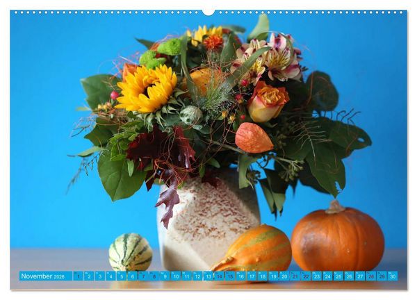 Produktbild: Still Life - Blumen vor der blauen Wand (Wandkalender 2026 DIN A2 quer), CALVENDO Monatskalender