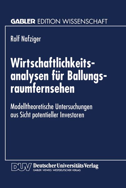 Produktbild: Wirtschaftlichkeitsanalysen f&uuml;r Ballungsraumfernsehen
