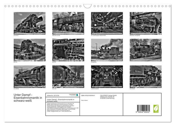 Produktbild: Unter Dampf - Eisenbahnromantik in schwarz-wei&szlig; (Wandkalender 2026 DIN A3 quer), CALVENDO Monatskalender