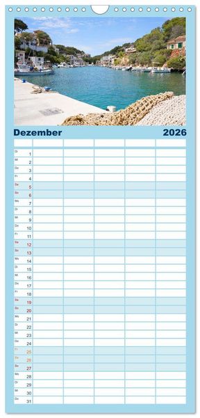 Produktbild: Familienplaner 2026 - Cala Figuera - Mallorcas Traumbucht mit 5 Spalten (Wandkalender, 21 x 45 cm) CALVENDO