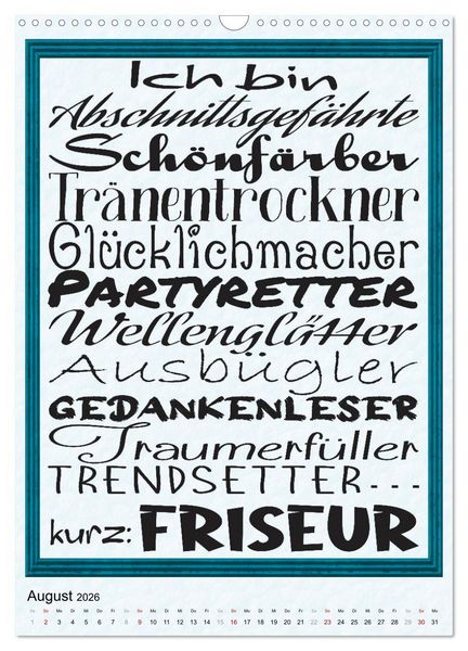 Produktbild: Friseur-Spr&uuml;che (Wandkalender 2026 DIN A3 hoch), CALVENDO Monatskalender