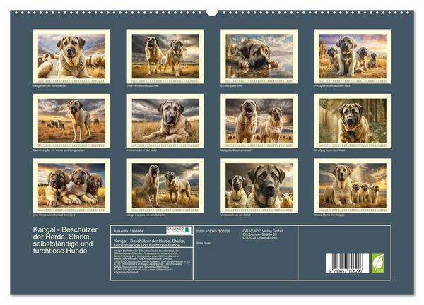 Produktbild: Kangal - Besch&uuml;tzer der Herde. Starke, selbstst&auml;ndige und furchtlose Hunde (hochwertiger Premium Wandkalender 2026 DIN A2 quer), Kunstdruck in Hochglanz