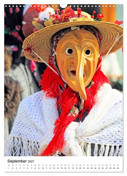 Produktbild: Gesichter, Holzlarven im Fasching von Mittenwald in Oberbayern (Wandkalender 2027 DIN A3 hoch), CALVENDO Monatskalender