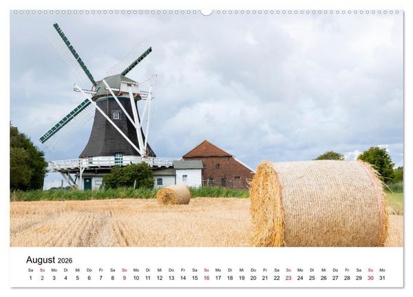 Produktbild: Ostfriesische M&uuml;hlenlandschaft (Wandkalender 2026 DIN A2 quer), CALVENDO Monatskalender