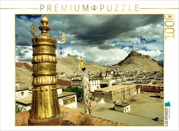CALVENDO Puzzle Blick vom Pelkor Chöde Kloster in Gyantse zum Sangzhu Zizong Castle | 1000 Teile Lege-Größe 64x48cm Foto-Puzzle für glückliche Stunden