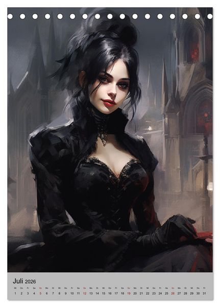 Produktbild: Gothic-Queens. Schaurig-sch&ouml;n im Renaissance-Stil (Tischkalender 2026 DIN A5 hoch), CALVENDO Monatskalender