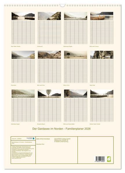 Produktbild: Der Gardasee im Norden - Familienplaner 2026 (Wandkalender 2026 DIN A2 hoch), CALVENDO Monatskalender