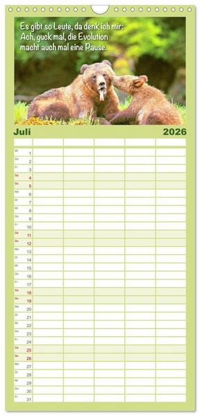 Produktbild: Familienplaner 2026 - Spa&szlig; mit B&auml;ren: Edition lustige Tiere mit 5 Spalten (Wandkalender, 21 x 45 cm) CALVENDO