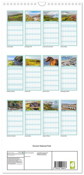 Produktbild: Familienplaner 2026 - Exmoor National Park mit 5 Spalten (Wandkalender, 21 x 45 cm) CALVENDO