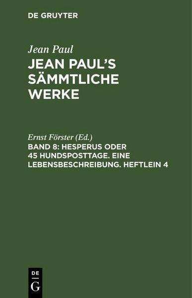 Produktbild: Hesperus oder 45 Hundsposttage. Eine Lebensbeschreibung. Heftlein 4