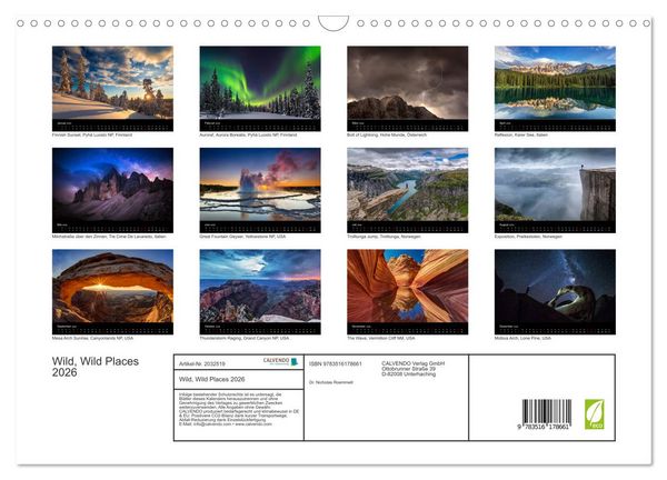 Produktbild: Wild, Wild Places 2026 (Wandkalender 2026 DIN A3 quer), CALVENDO Monatskalender