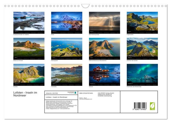 Produktbild: Lofoten - Inseln im Nordmeer (Wandkalender 2026 DIN A3 quer), CALVENDO Monatskalender