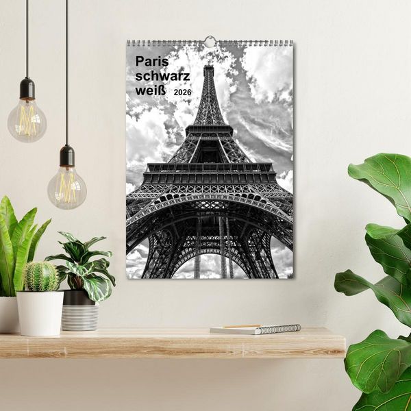 Produktbild: Paris schwarz wei&szlig; 2026 (Wandkalender 2026 DIN A3 hoch), CALVENDO Monatskalender