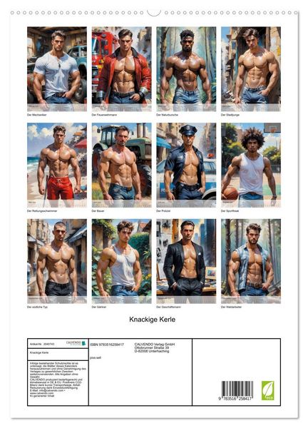 Produktbild: Knackige Kerle (hochwertiger Premium Wandkalender 2026 DIN A2 hoch), Kunstdruck in Hochglanz