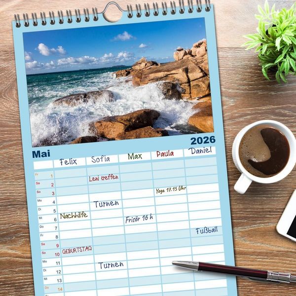 Produktbild: Familienplaner 2026 - Unterwegs in der Bretagne mit 5 Spalten (Wandkalender, 21 x 45 cm) CALVENDO