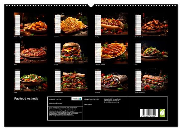 Produktbild: Fastfood &Auml;sthetik (hochwertiger Premium Wandkalender 2026 DIN A2 quer), Kunstdruck in Hochglanz