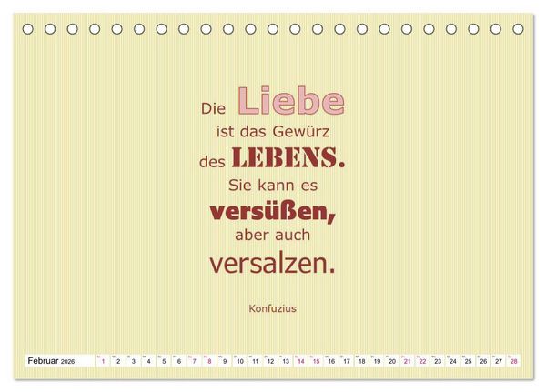 Produktbild: Zitate und Spr&uuml;che In Sachen LIEBE (Tischkalender 2026 DIN A5 quer), CALVENDO Monatskalender